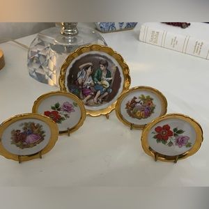 Vintage gold trimmed miniature plates